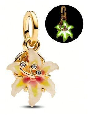 NEW Gold Tangled Flower Glow-in-the-dark Charm